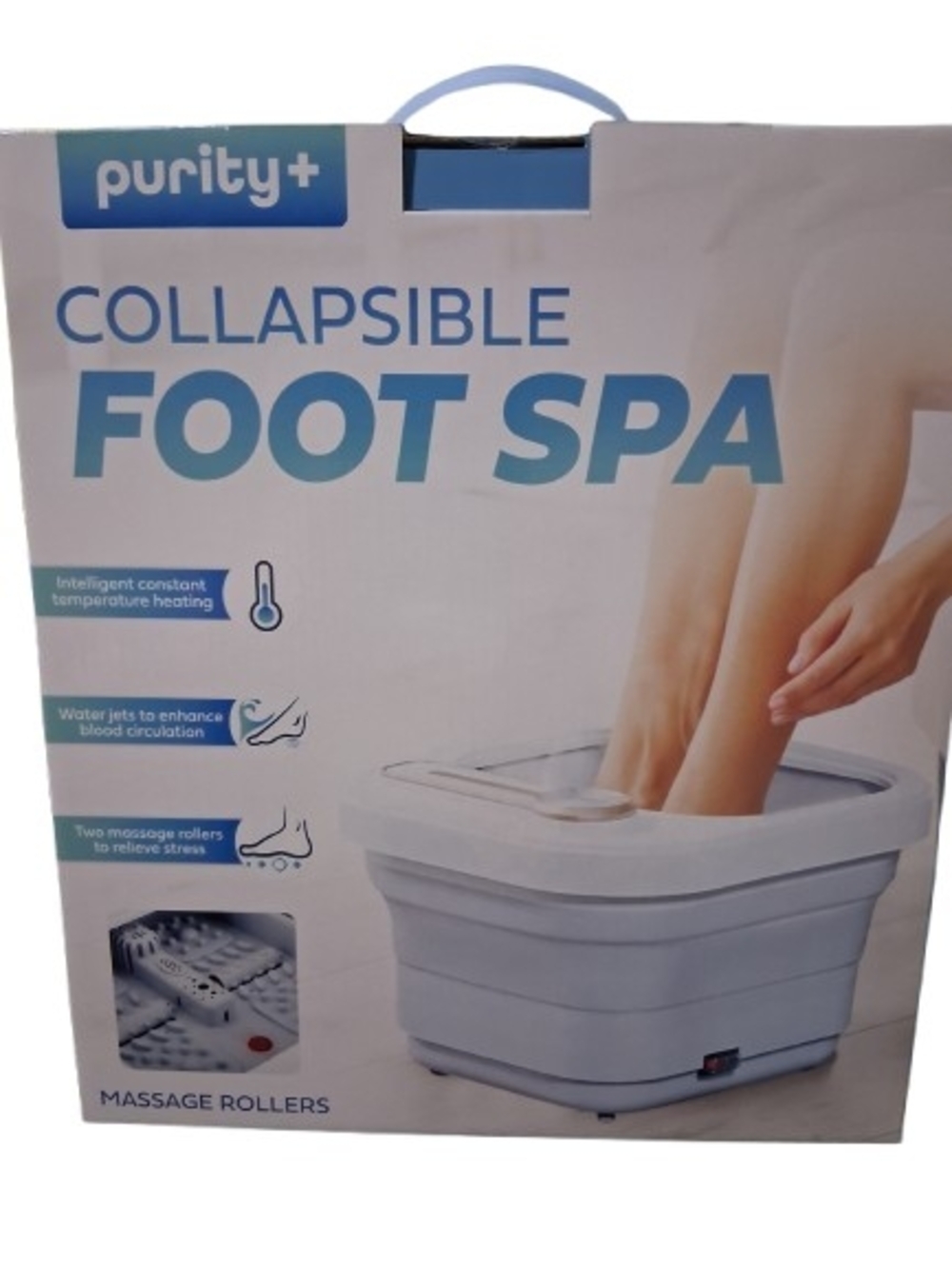 New Foot Spa Bath Massager with Heat and Water Jets - White/Blue